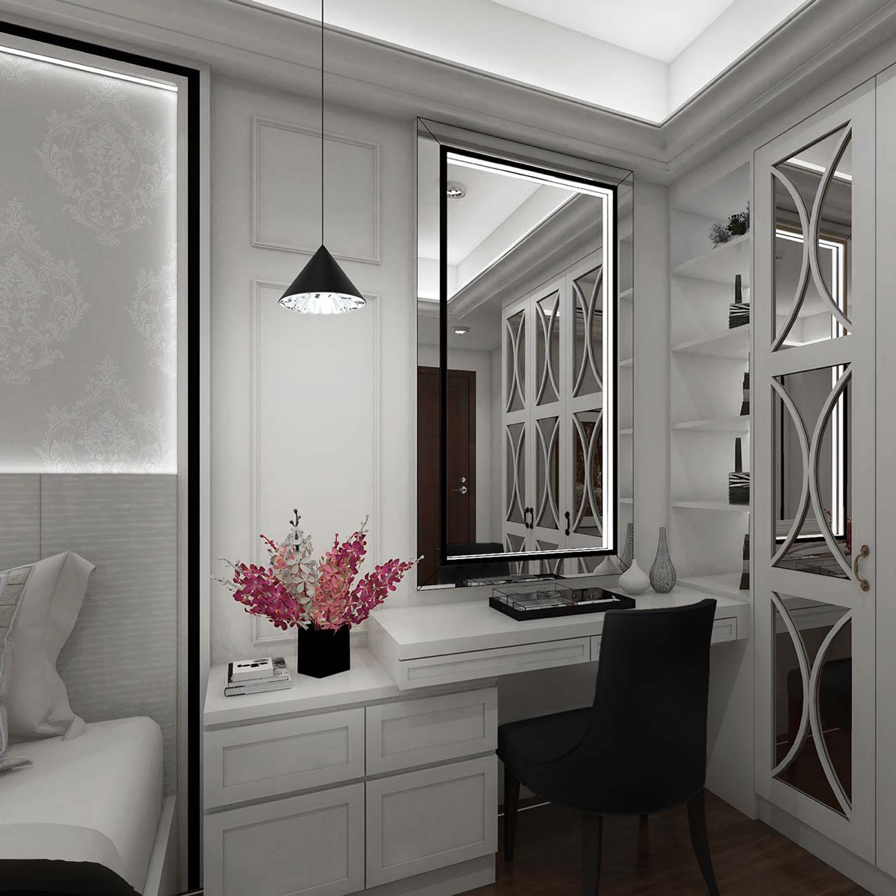 Primrose LED Mini Pendant Light in bedroom.