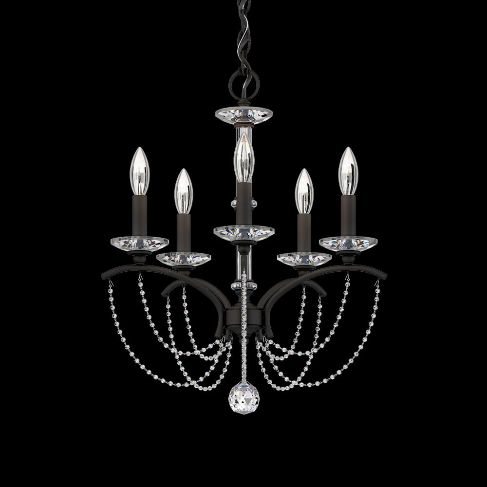 Priscilla Chandelier in Black (Clear Optic /5-Light).