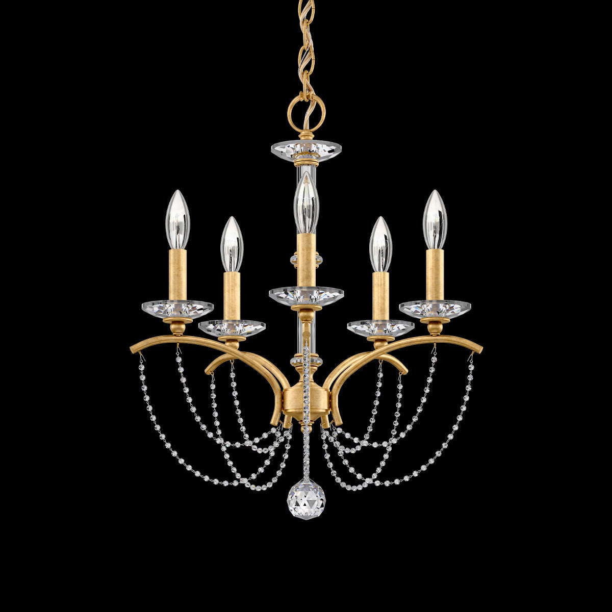 Priscilla Chandelier in Heirloom Gold (Clear Optic /5-Light).