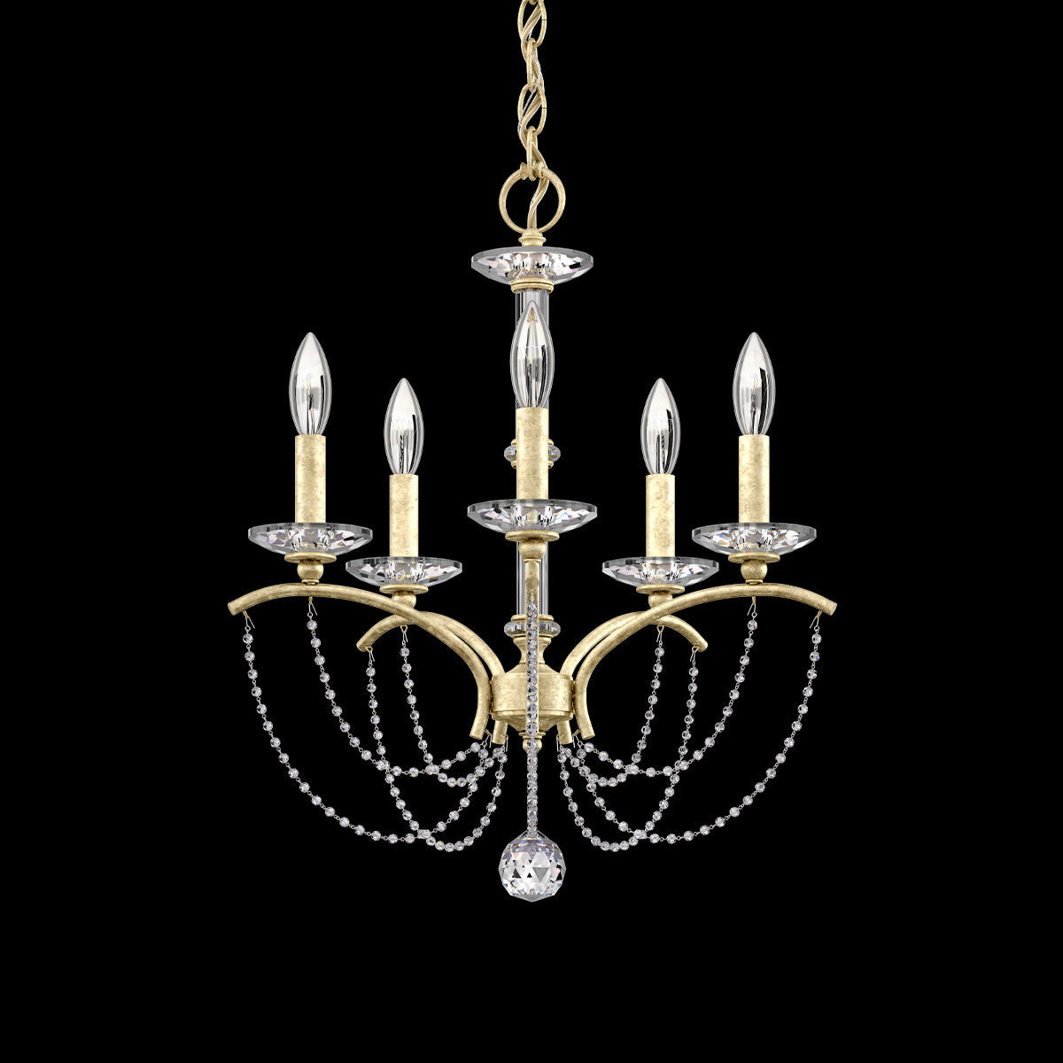 Priscilla Chandelier in Heirloom Silver (Clear Optic /5-Light).