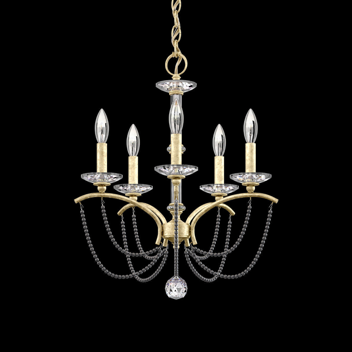 Priscilla Chandelier in Heirloom Silver (Dark Grey Pearl/5-Light).