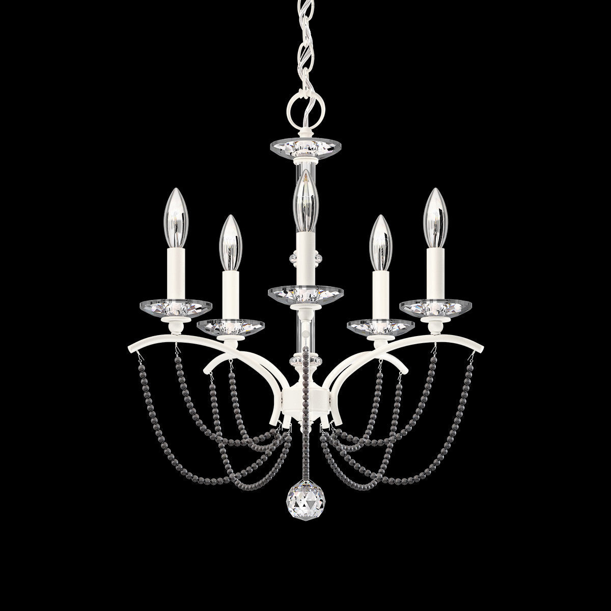Priscilla Chandelier in White (Dark Grey Pearl/5-Light).