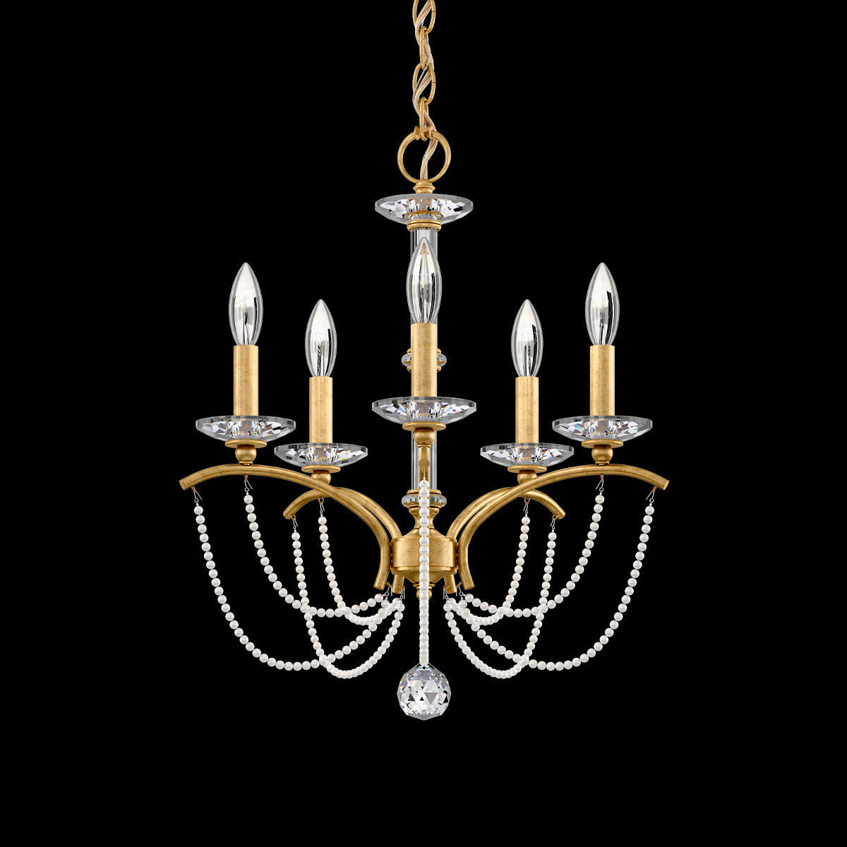 Priscilla Chandelier in Heirloom Gold (White Pearl/5-Light).