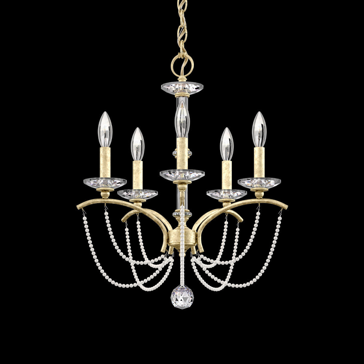 Priscilla Chandelier in Heirloom Silver (White Pearl/5-Light).