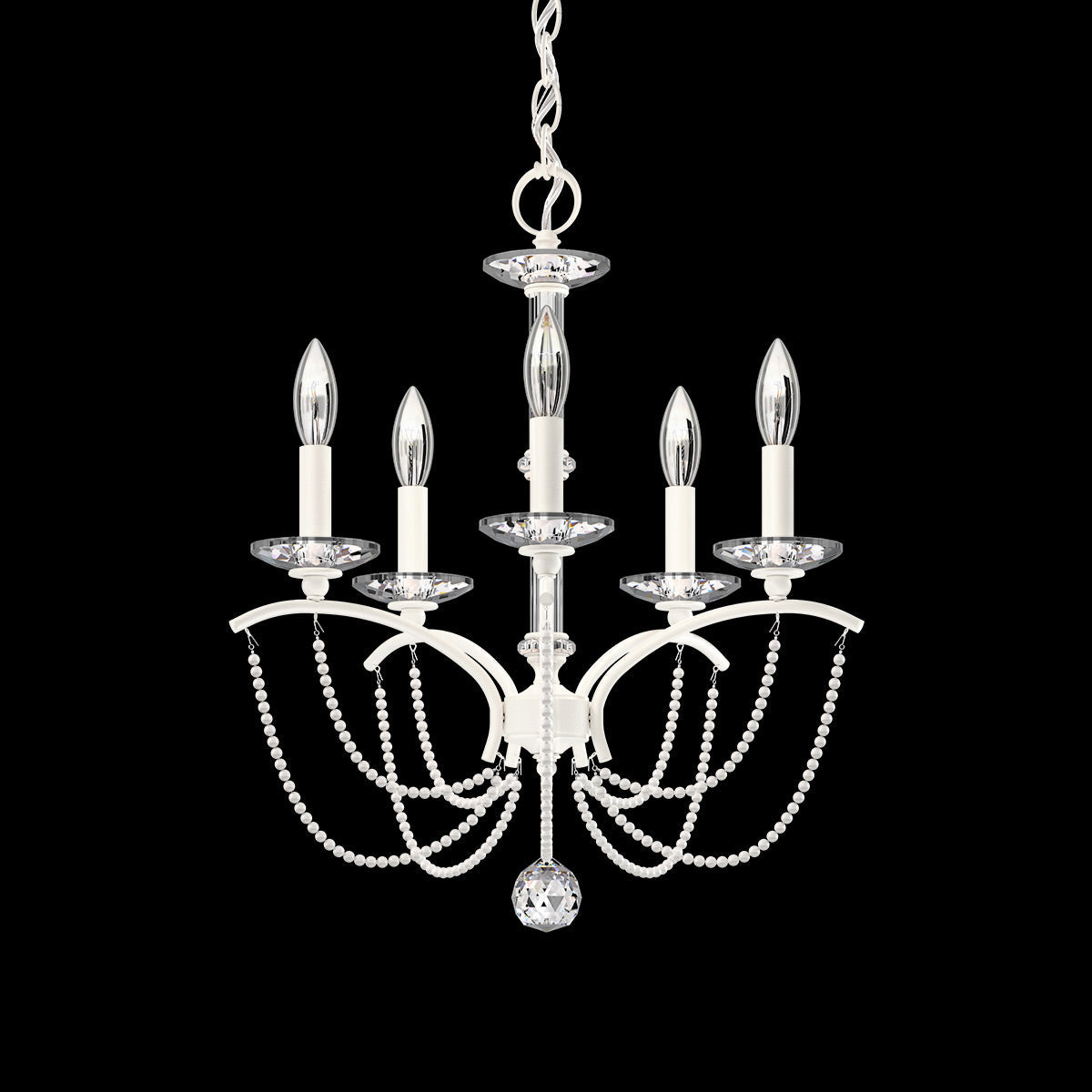 Priscilla Chandelier in White (White Pearl/5-Light).