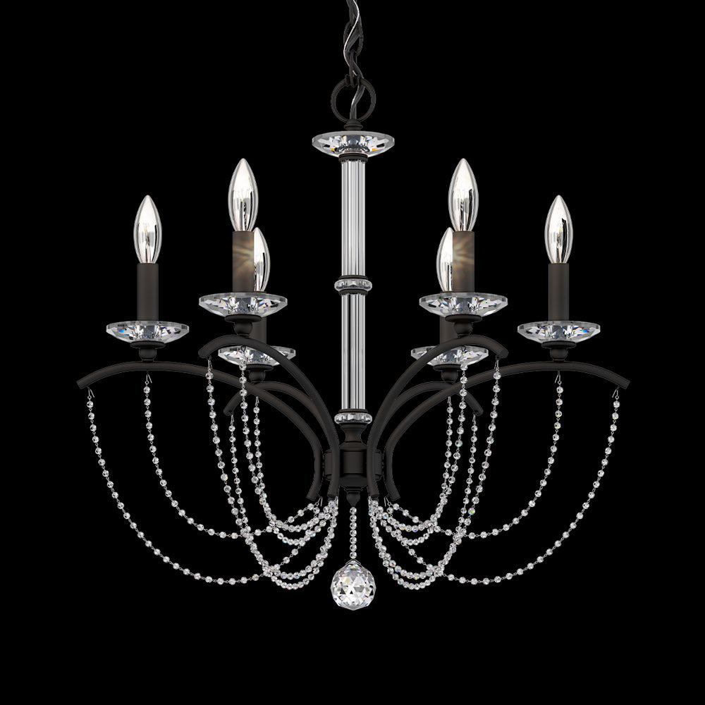 Priscilla Chandelier in Black (Clear Optic /6-Light).