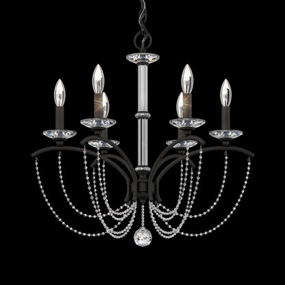 Priscilla Chandelier in Black (Clear Optic /6-Light).