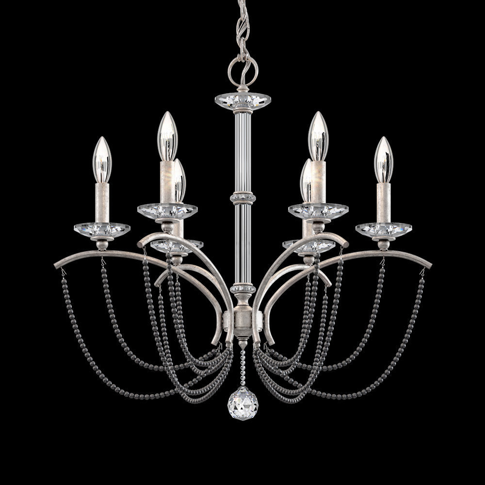 Priscilla Chandelier in Antique Silver (Dark Grey Pearl/6-Light).