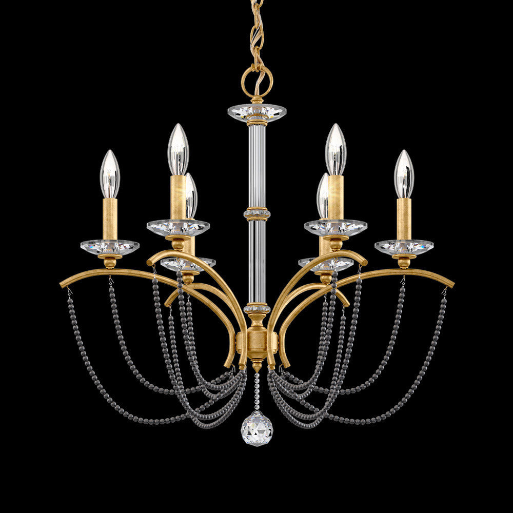 Priscilla Chandelier in Heirloom Gold (Dark Grey Pearl/6-Light).