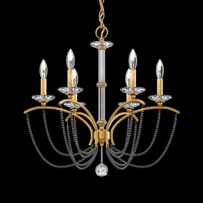 Priscilla Chandelier in Heirloom Gold (Dark Grey Pearl/6-Light).