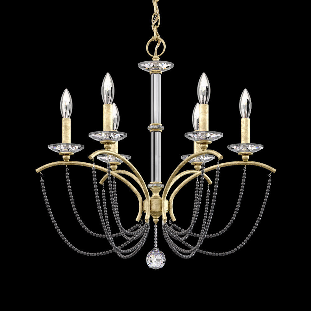 Priscilla Chandelier in Heirloom Silver (Dark Grey Pearl/6-Light).