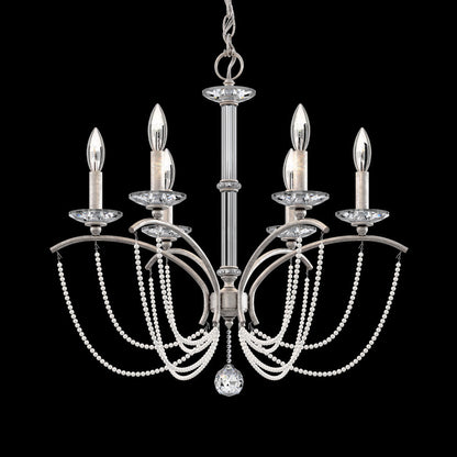 Priscilla Chandelier in Antique Silver (White Pearl/6-Light).