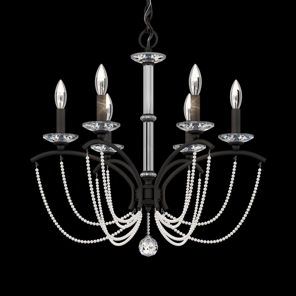 Priscilla Chandelier in Black (White Pearl/6-Light).