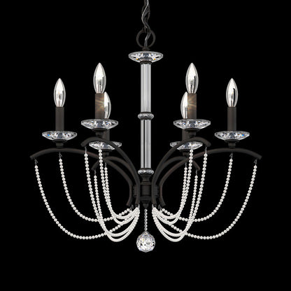 Priscilla Chandelier in Black (White Pearl/6-Light).
