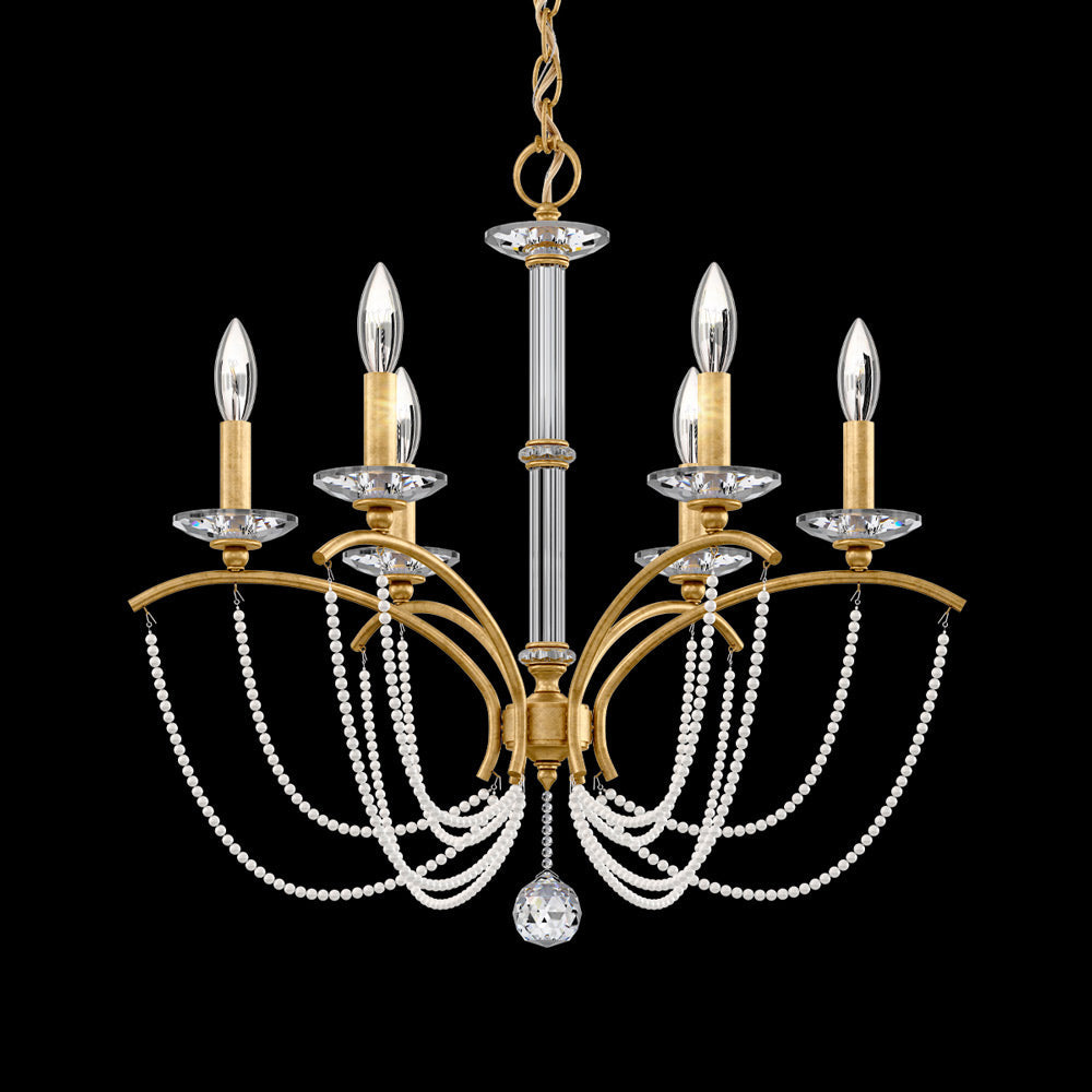 Priscilla Chandelier in Heirloom Gold (White Pearl/6-Light).