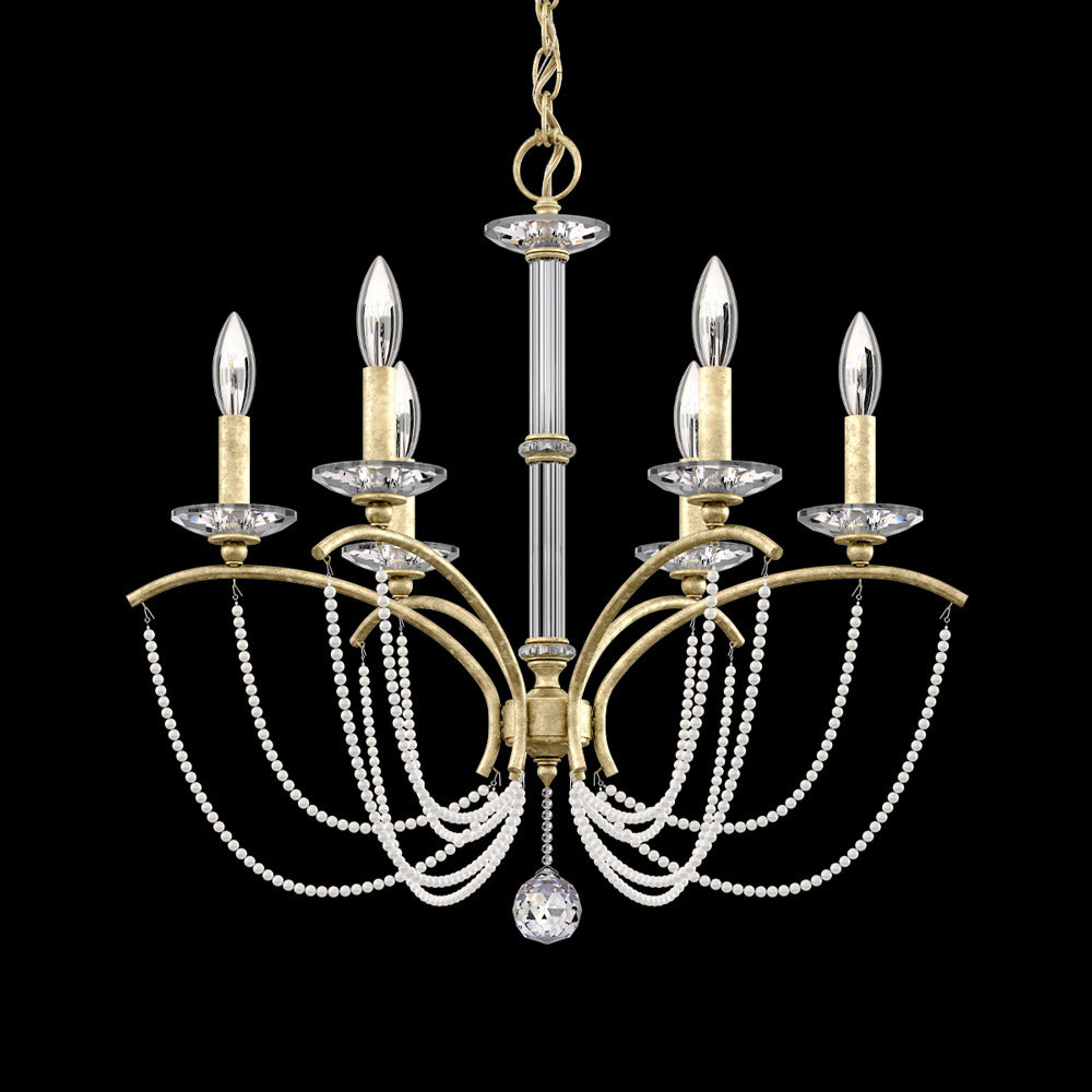 Priscilla Chandelier in Heirloom Silver (White Pearl/6-Light).