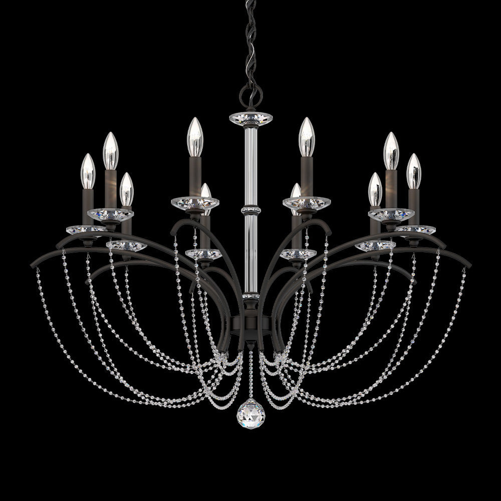 Priscilla Chandelier in Black (Clear Optic /10-Light).