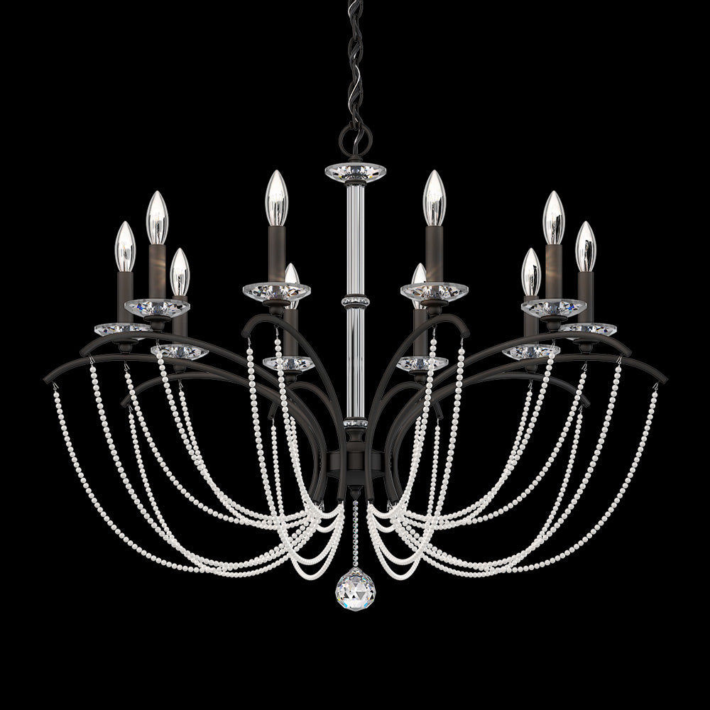 Priscilla Chandelier in Black (White Pearl/10-Light).