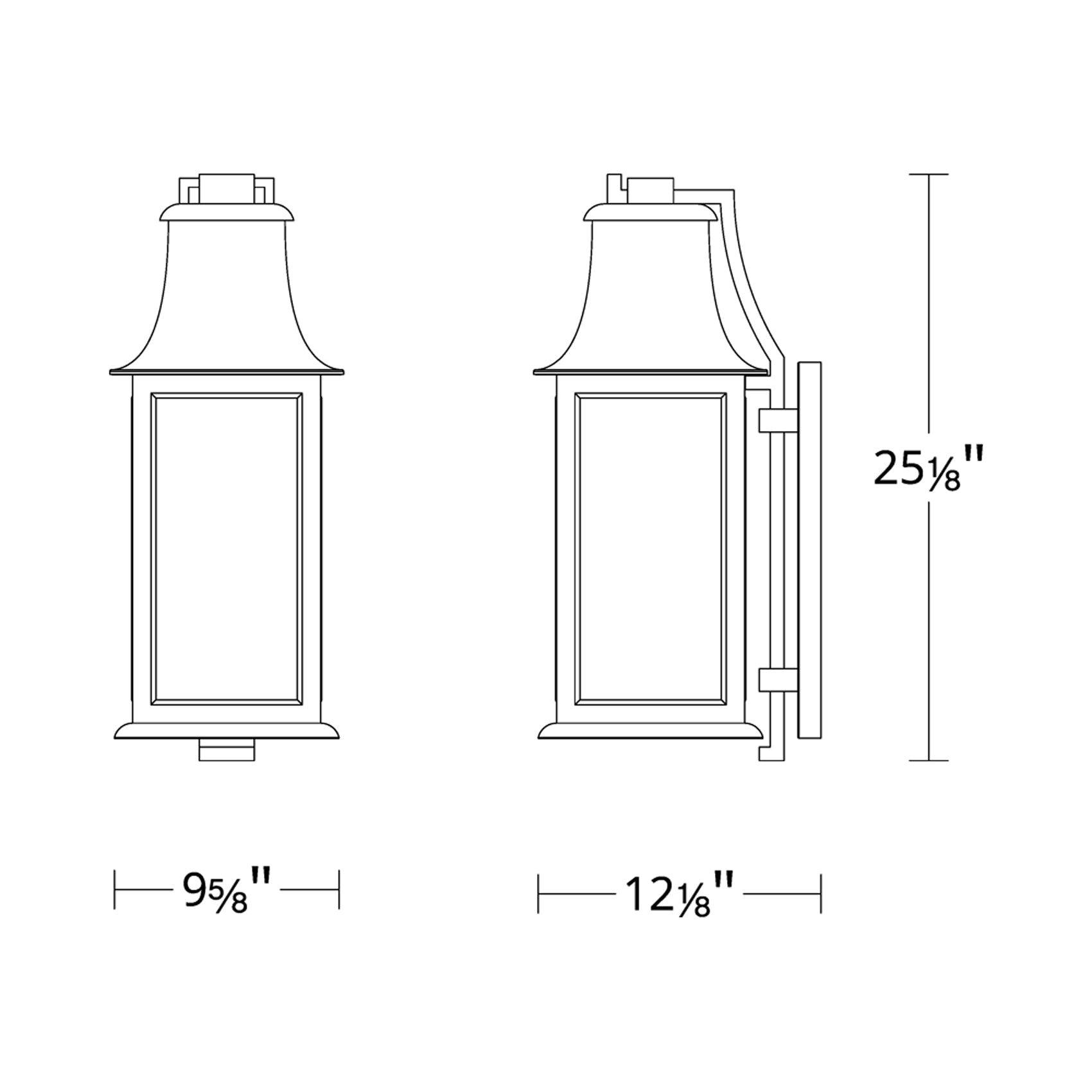 Proctor Outdoor Wall Light - line drawing.