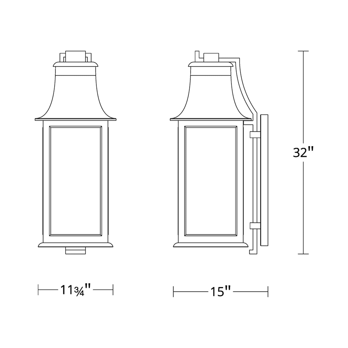 Proctor Outdoor Wall Light - line drawing.