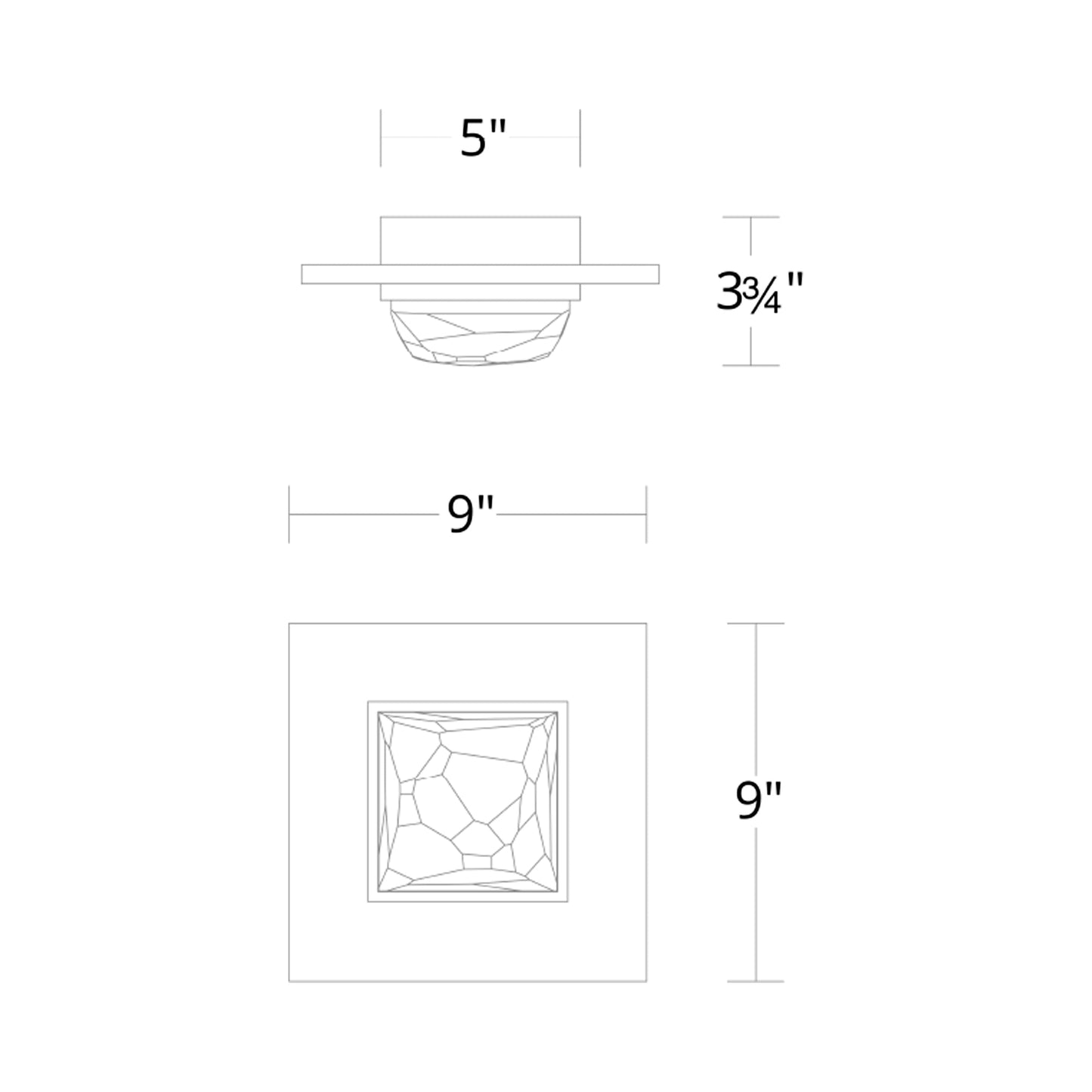 Promenade LED Flush Mount Ceiling Light - line drawing.