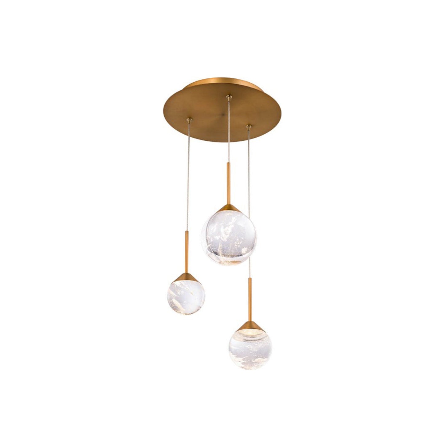 Quest LED Pendant Light in Aged Brass (3-Light).