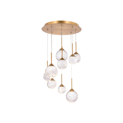 Quest LED Pendant Light in Aged Brass (9-Light).
