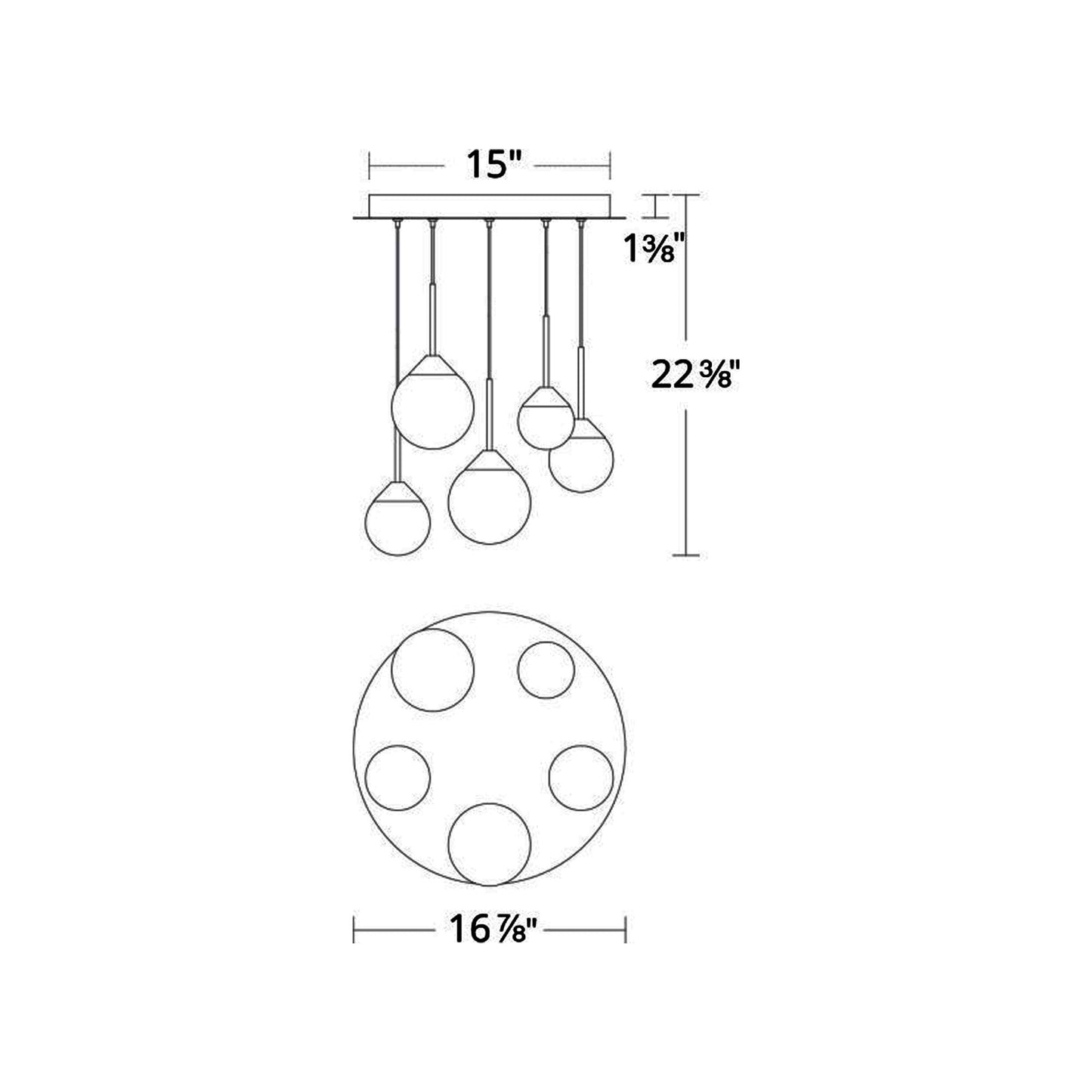 Quest LED Pendant Light - line drawing.