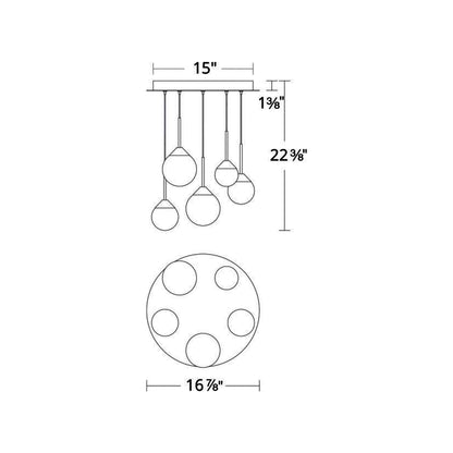 Quest LED Pendant Light - line drawing.