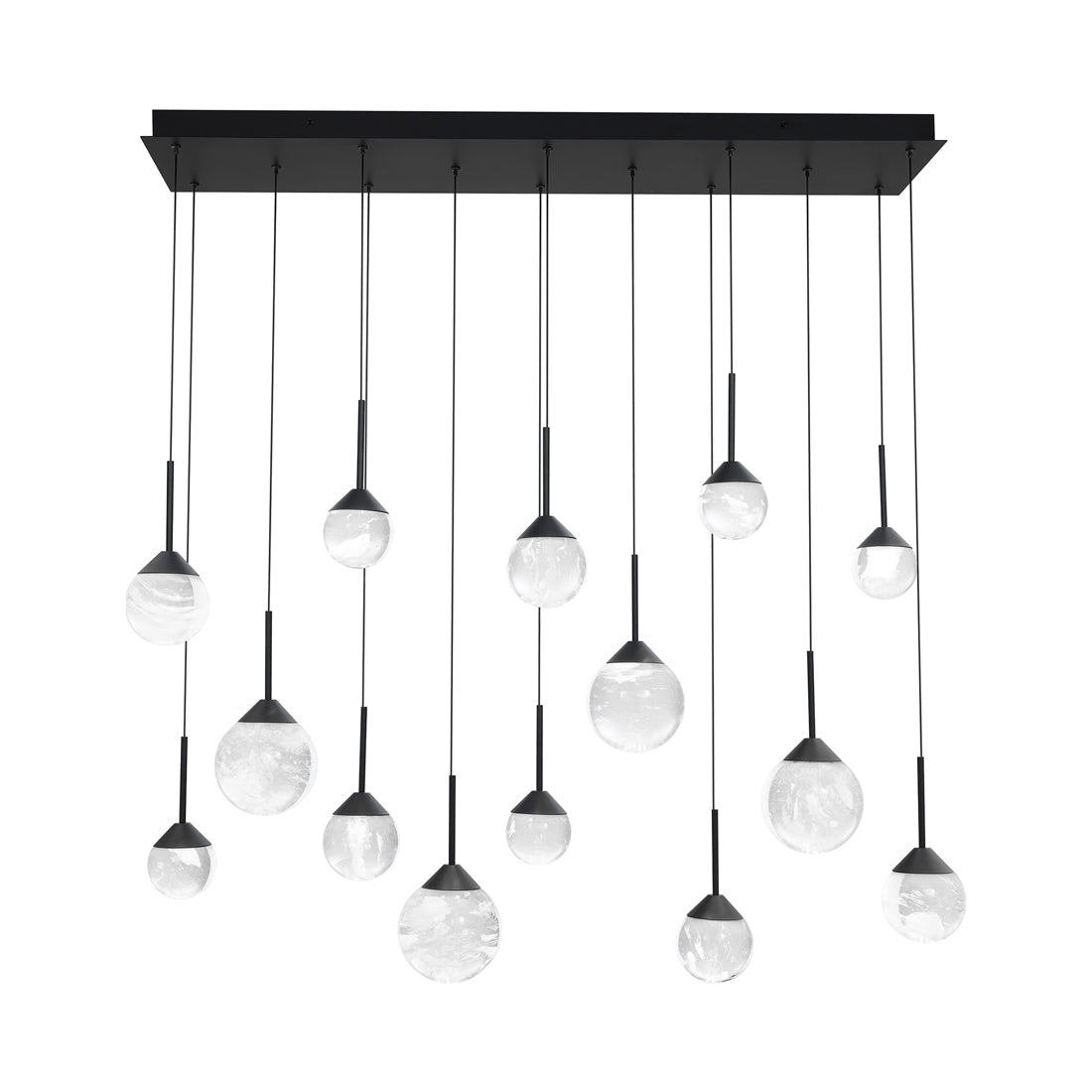 Quest Linear LED Multi Pendant Light in Black (14-Light).