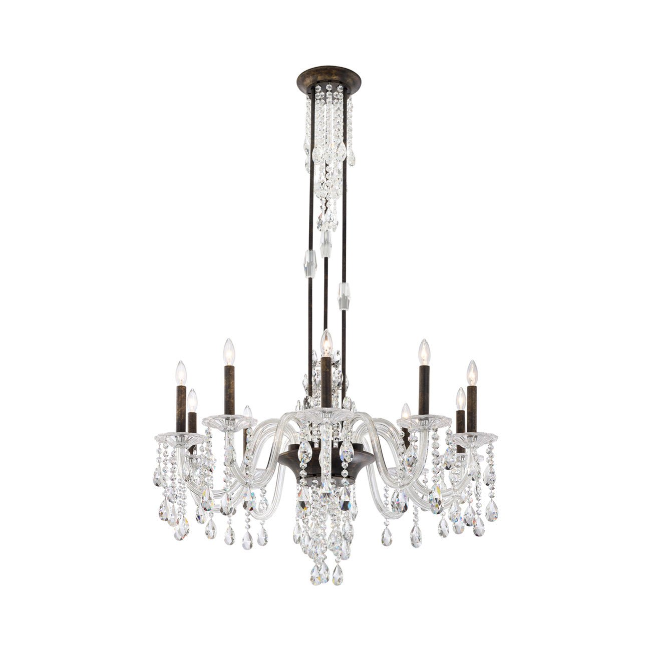 Rainier Chandelier in Heirloom Bronze.