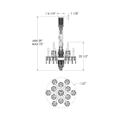 Rainier Chandelier - line drawing.