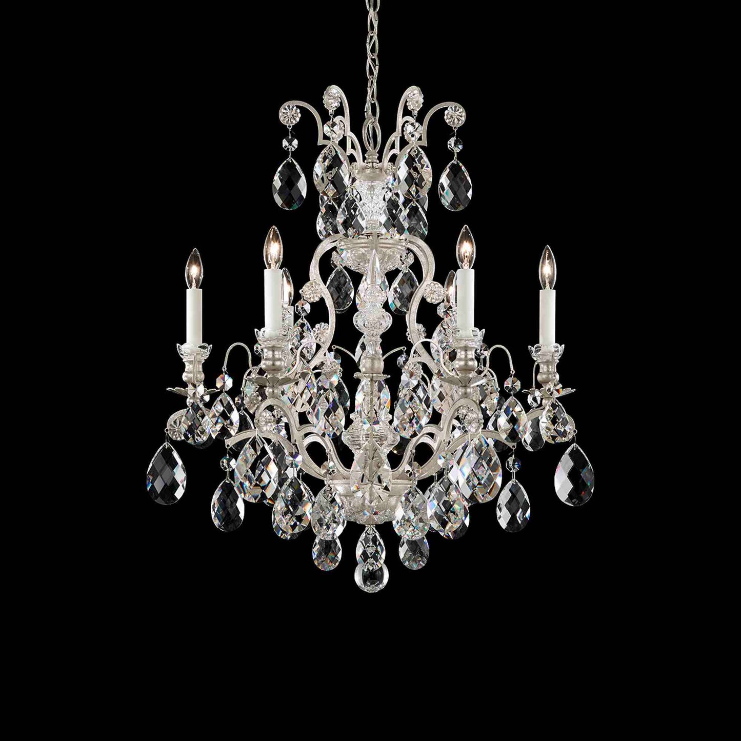 Renaissance Chandelier in Antique Silver(Heritage Handcut Crystal/7-Light).