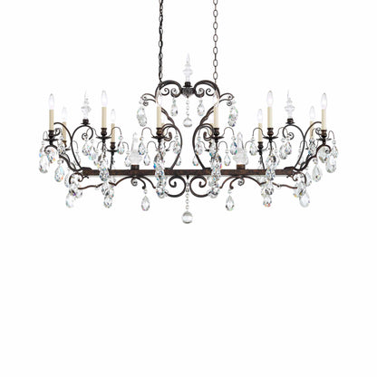 Renaissance Linear Chandelier in Heirloom Bronze (Swarovski/14-Light).
