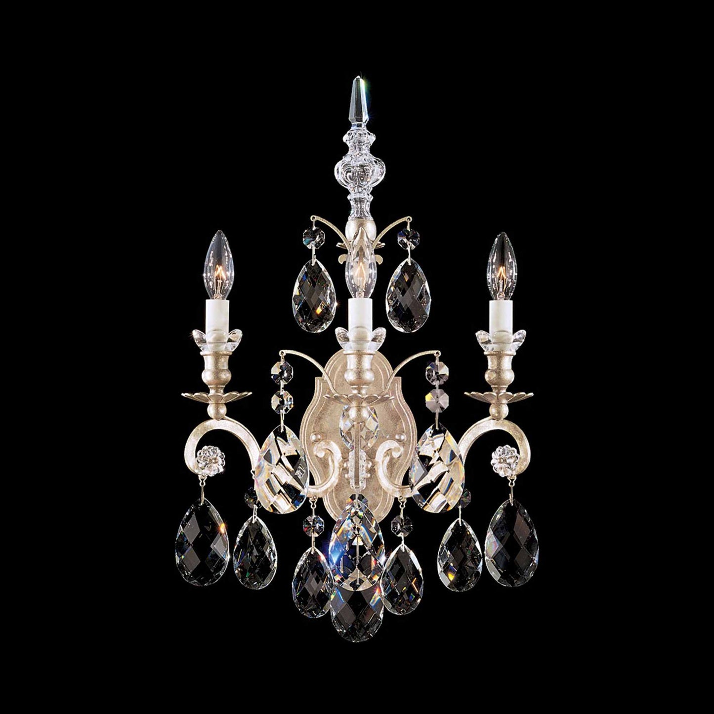 Renaissance Multi Wall Light in Antique Silver (Heritage Handcut Crystal/3-Light).
