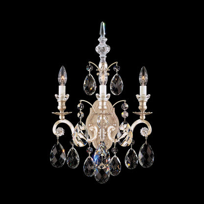 Renaissance Multi Wall Light in Antique Silver (Heritage Handcut Crystal/3-Light).
