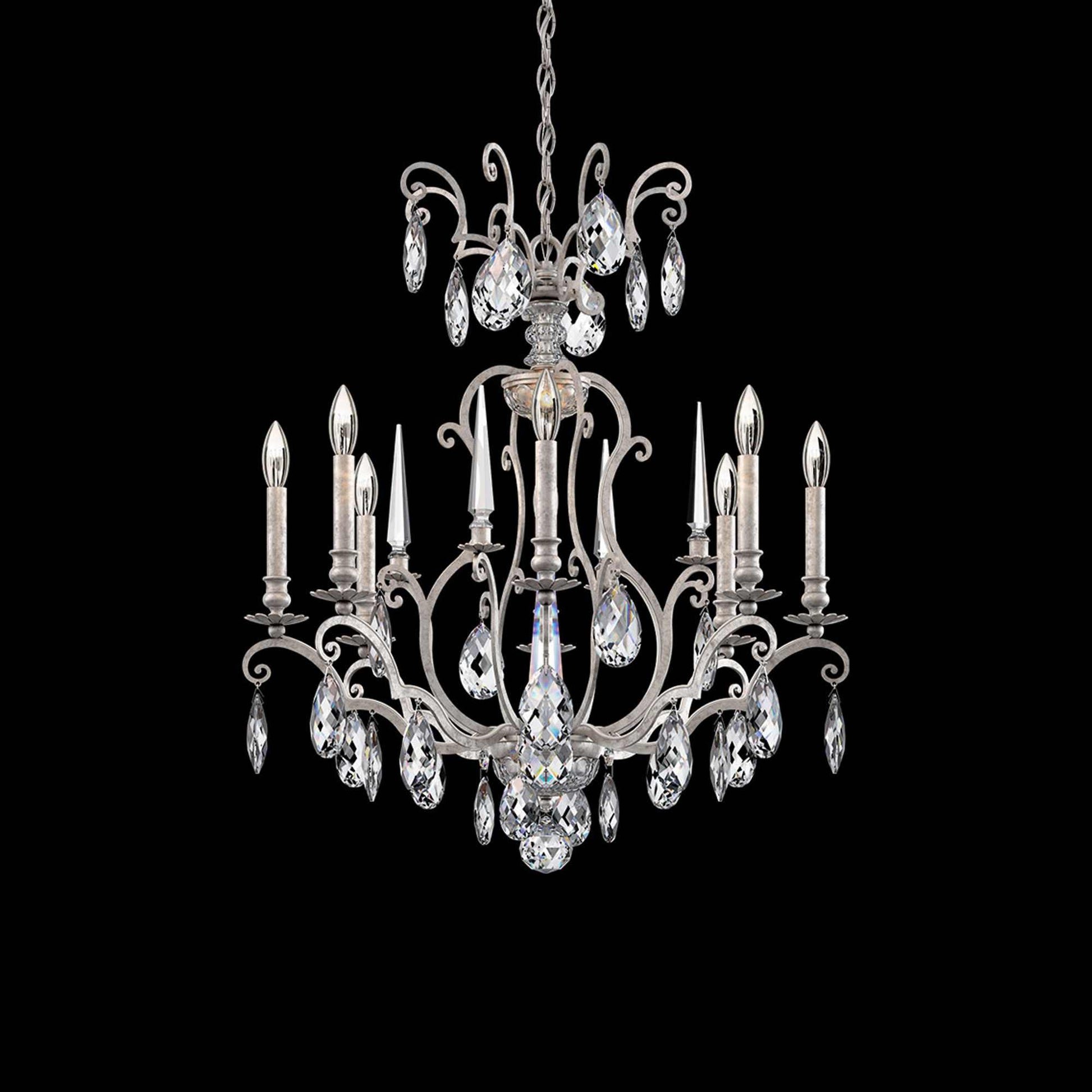 Renaissance Nouveau Chandelier in Antique Silver (8-Light).