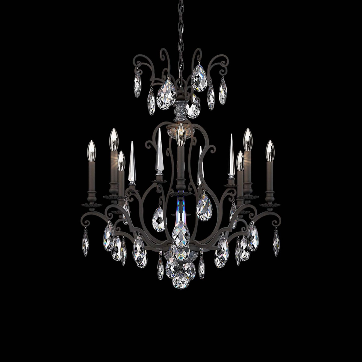 Renaissance Nouveau Chandelier in Black (8-Light).