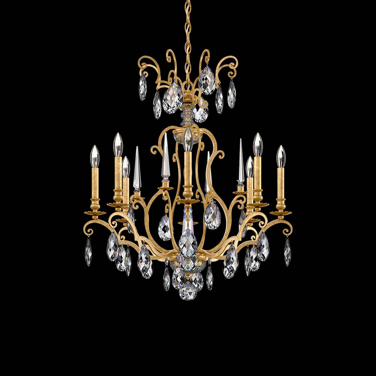 Renaissance Nouveau Chandelier in Heirloom Gold (8-Light).