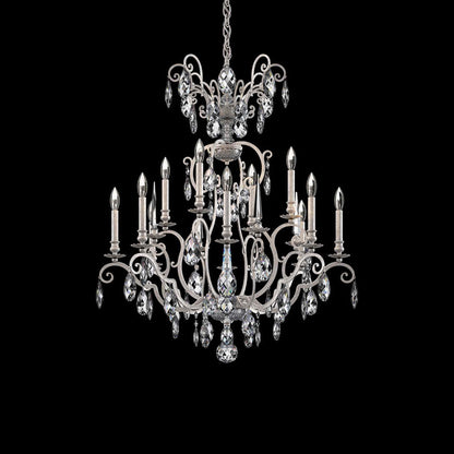 Renaissance Nouveau Chandelier in Antique Silver (12-Light).