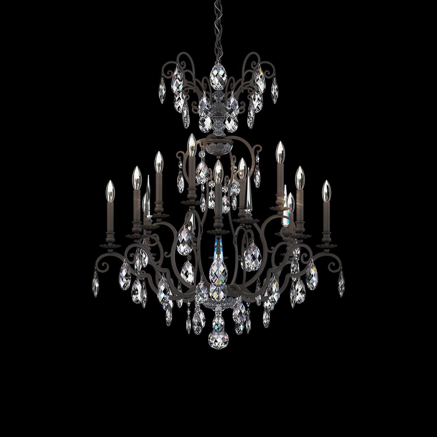 Renaissance Nouveau Chandelier in Black (12-Light).