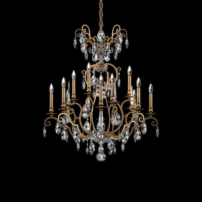 Renaissance Nouveau Chandelier in Etruscan Gold (12-Light).