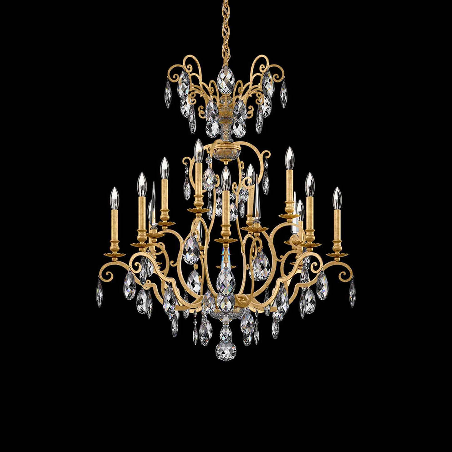 Renaissance Nouveau Chandelier in Heirloom Gold (12-Light).