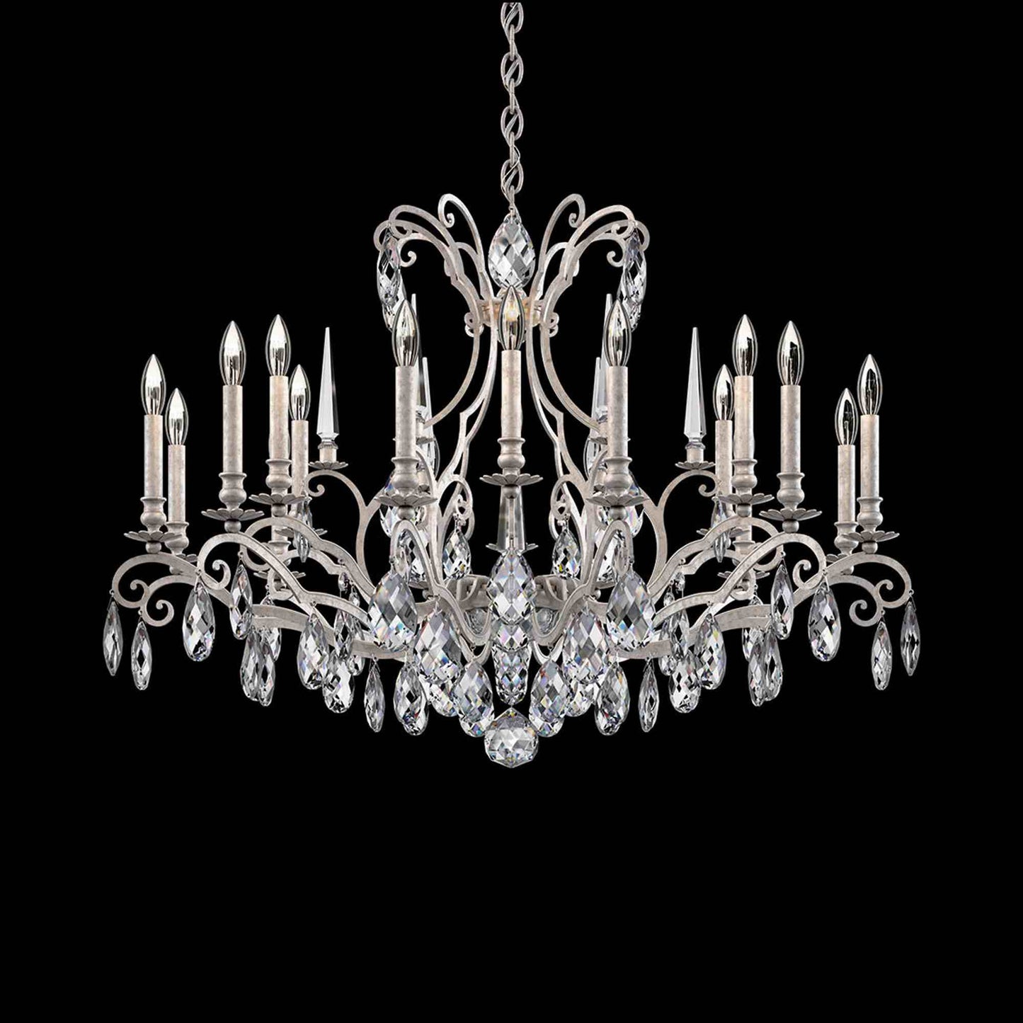 Renaissance Nouveau Chandelier in Antique Silver (18-Light).