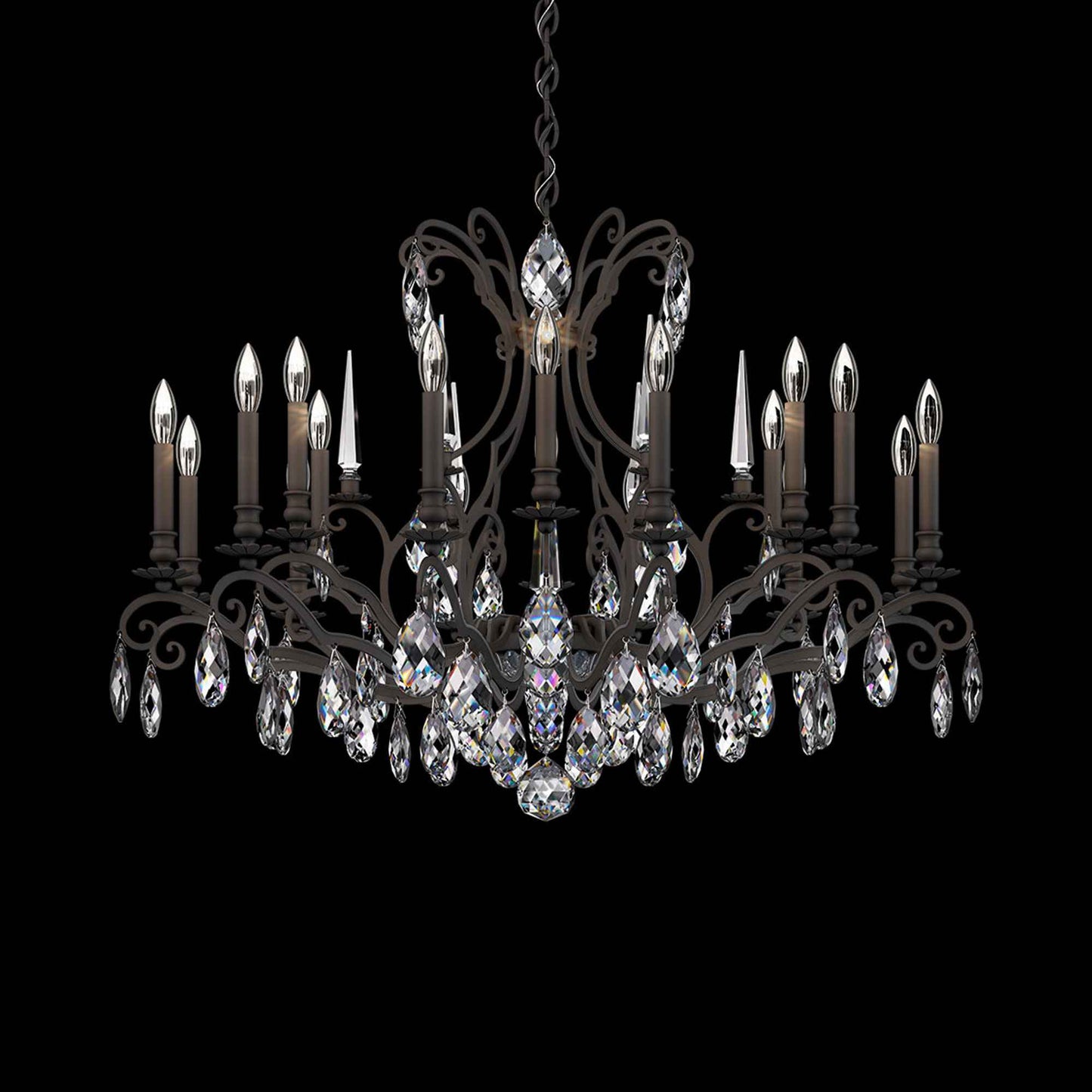Renaissance Nouveau Chandelier in Black (18-Light).