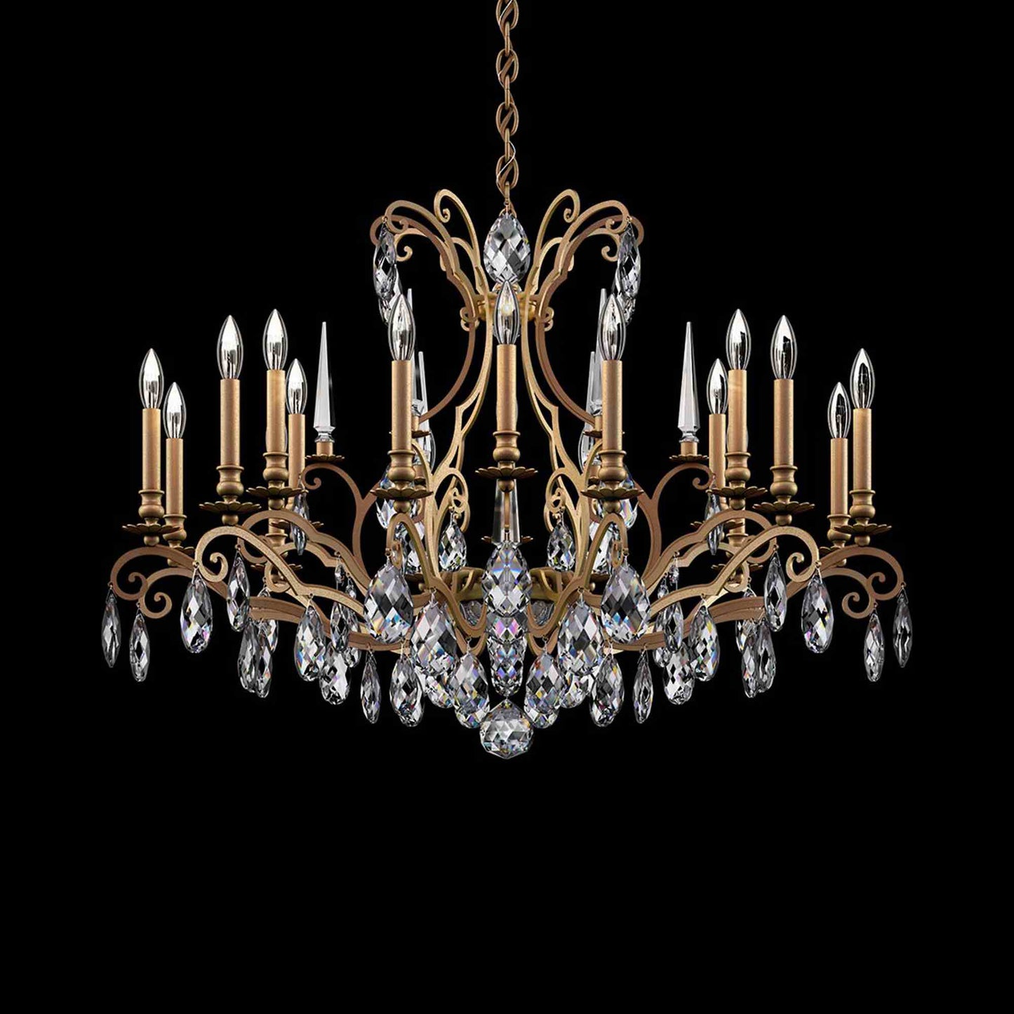 Renaissance Nouveau Chandelier in Etruscan Gold (18-Light).