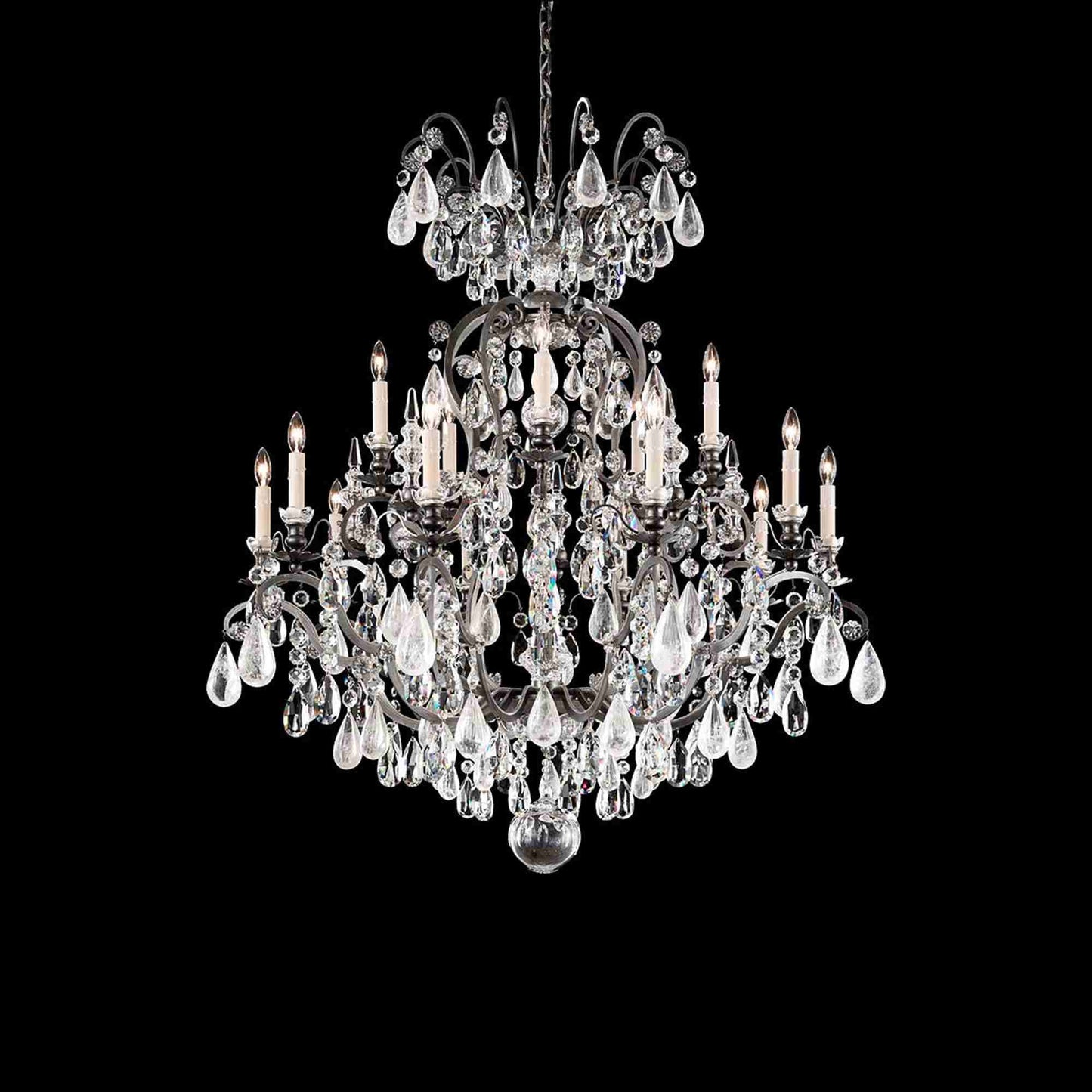 Renaissance Rock Crystal Chandelier in Antique Pewter (Crystal and Rock Crystal/16-Light).