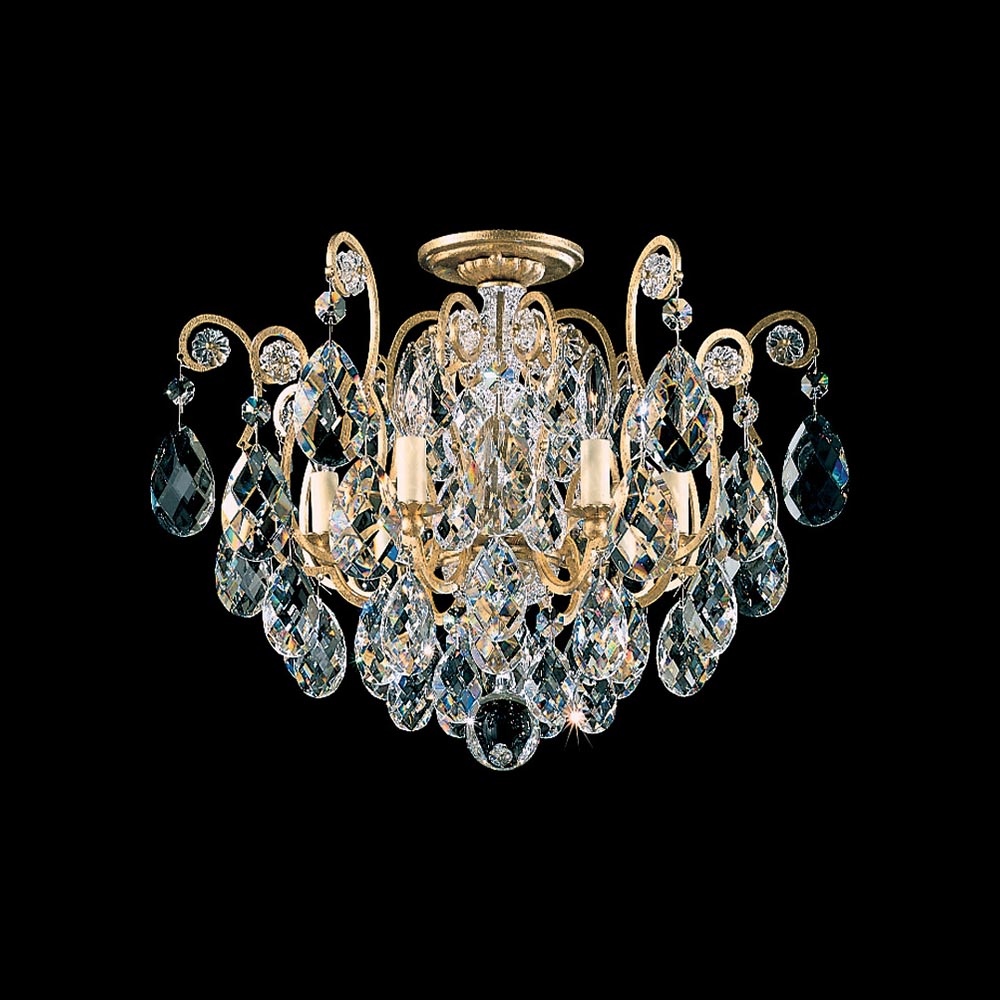 Renaissance Semi Flush Mount Ceiling Light in Heirloom Gold (Heritage Handcut Crystal/6-Light).