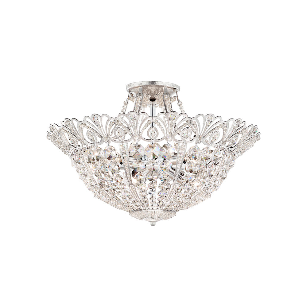 Rivendell Semi Flush Mount Ceiling Light in Antique Silver (Clear Radiance Crystal/9-Light).