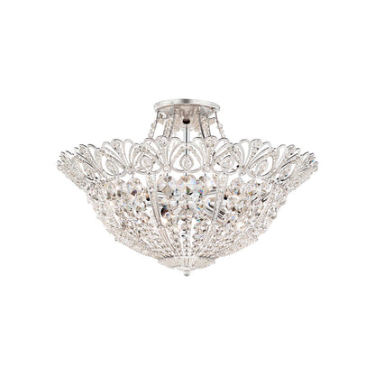 Rivendell Semi Flush Mount Ceiling Light in Antique Silver (Clear Radiance Crystal/9-Light).